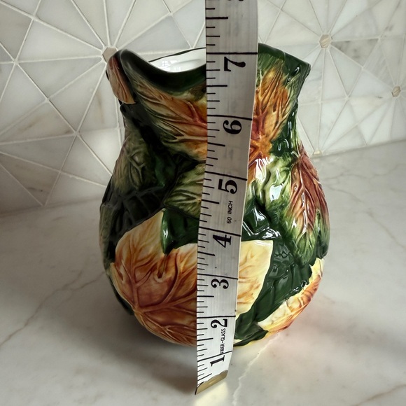 Ceramic autumn Thanksgiving fall leaves 7” Pitcher - Picture 6 of 6
